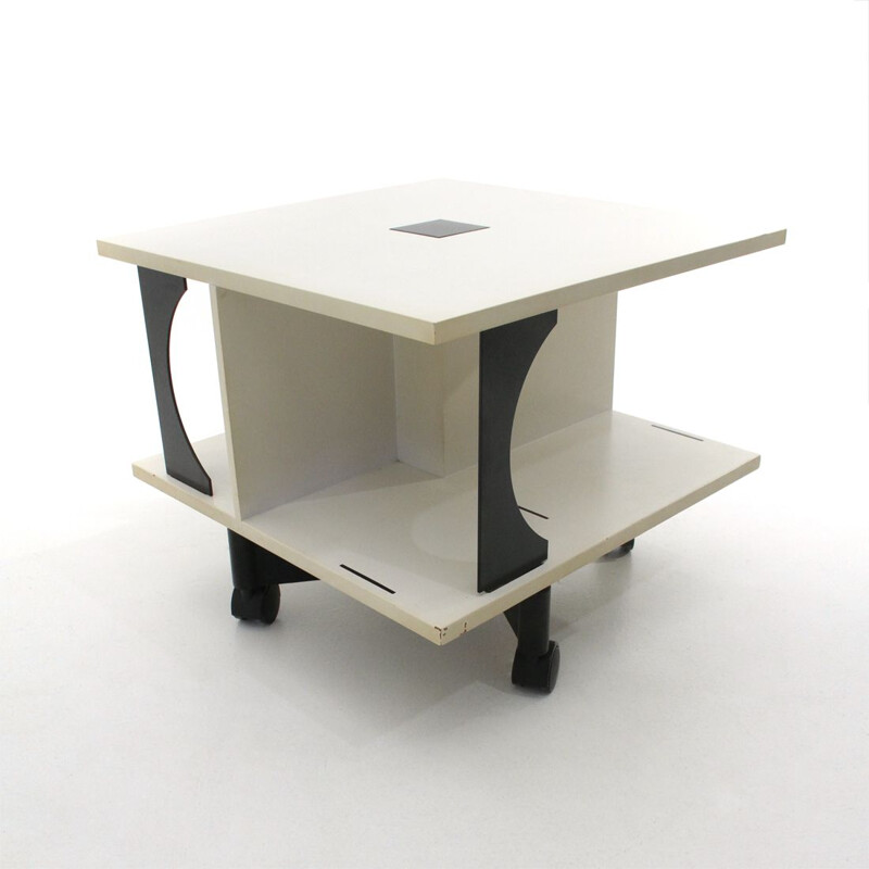 Vintage italian black and white coffee table by Anna Castelli Ferrieri for Kartell