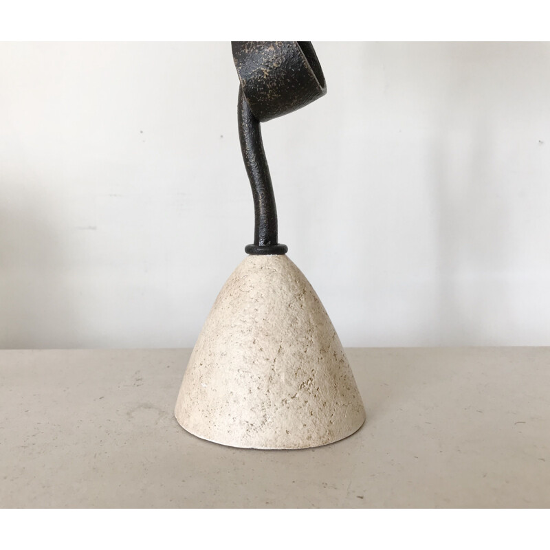 Lampe vintage sculpturale en métal et pierre