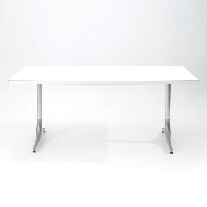 Table vintage en stratifié blanc par George Nelson pour Herman Miller