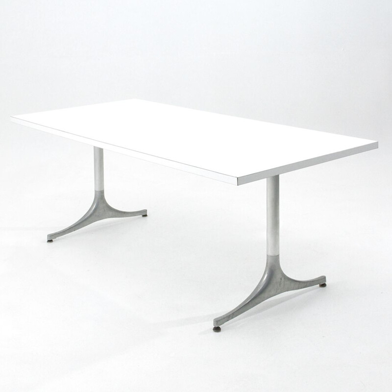 Vintage white laminate top table by George Nelson for Herman Miller