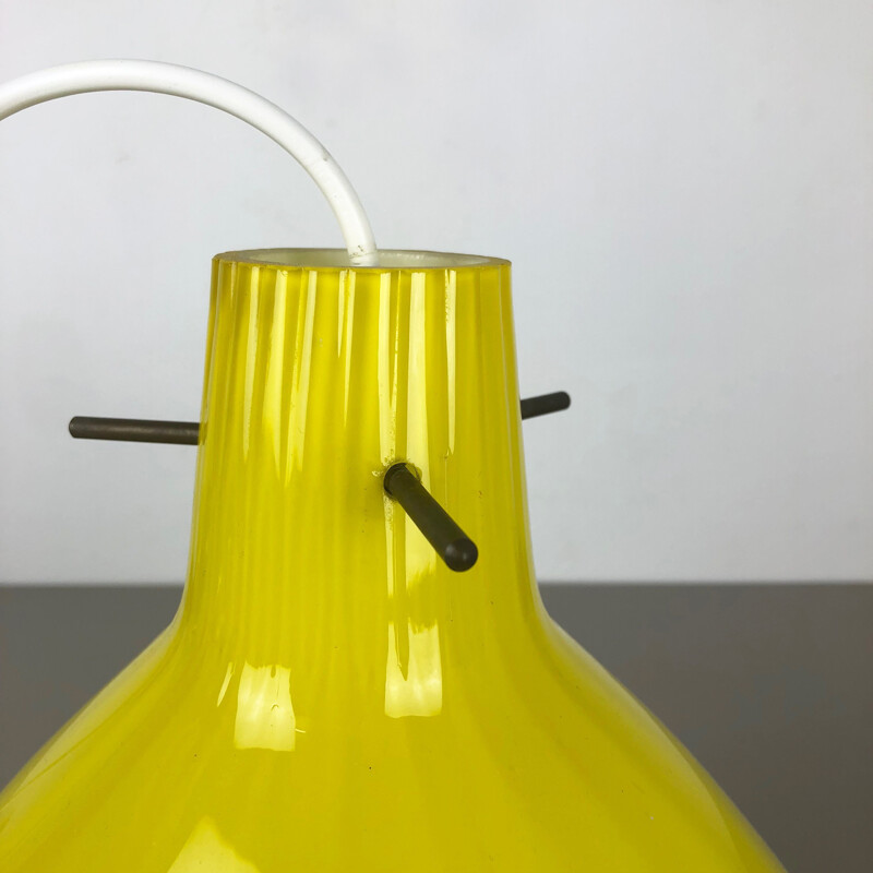 Suspension vintage en verre de Murano jaune