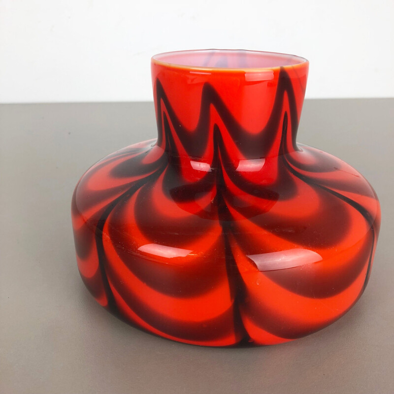 Vase vintage rouge pop art opaline Florence