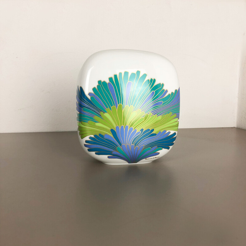 Vase vintage coloré en porcelaine par Rosemonde Nairac pour Rosenthal, Allemagne 1970