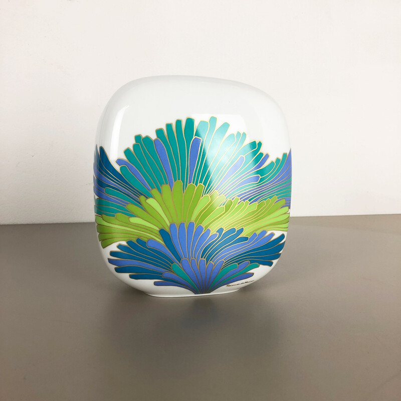 Vintage colored porcelain vase by Rosemonde Nairac for Rosenthal, Germany 1970