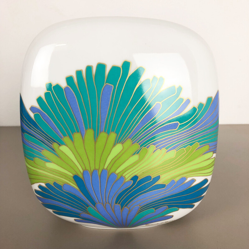 Vase vintage coloré en porcelaine par Rosemonde Nairac pour Rosenthal, Allemagne 1970