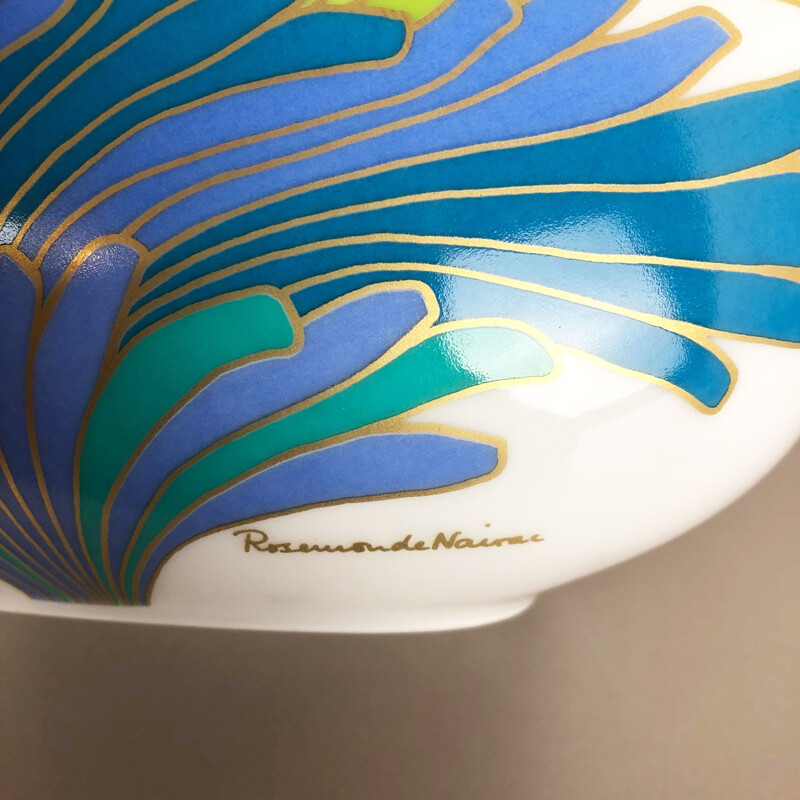 Vintage gekleurde porseleinen vaas van Rosemonde Nairac voor Rosenthal, Duitsland 1970