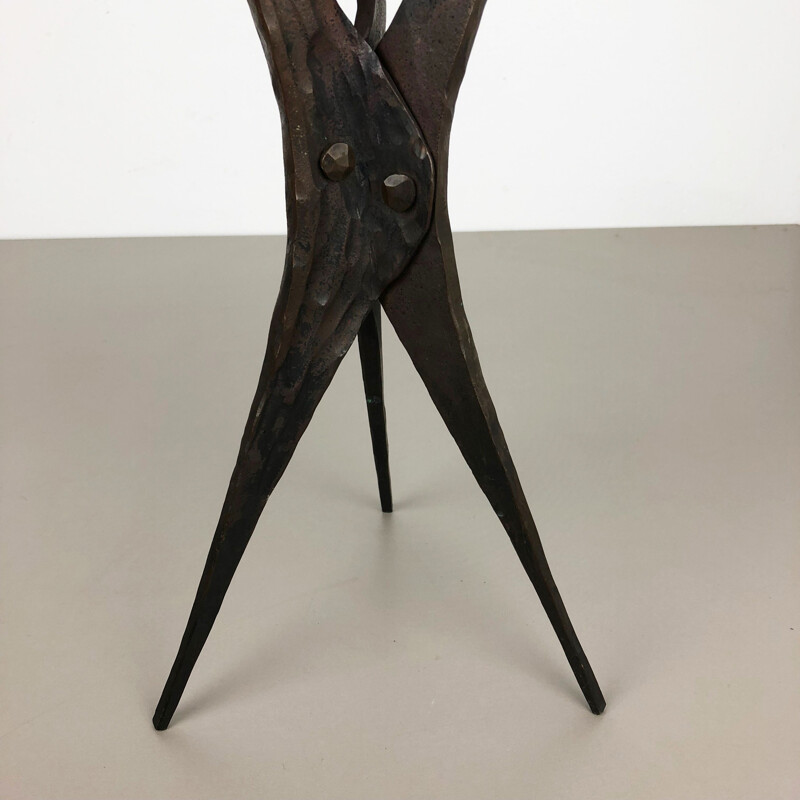 Vintage sculptural brutalist copper candleholder
