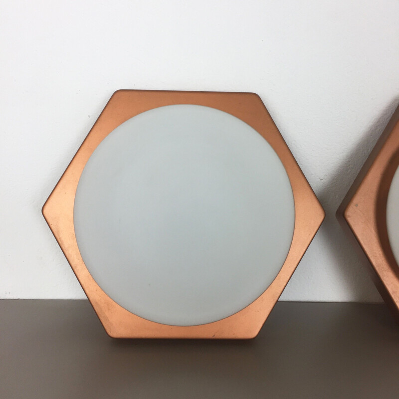 Set of 2 vintage wall lamps Cubic by Rolf Krüger for Heinz Neuhaus Leuchten, 1971