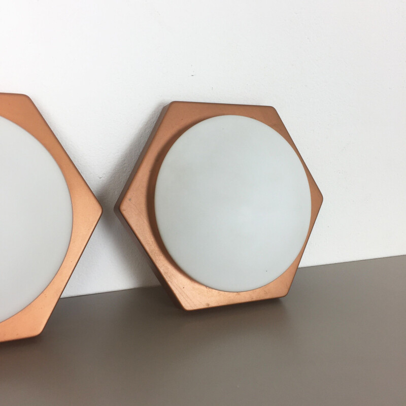 Set of 2 vintage wall lamps Cubic by Rolf Krüger for Heinz Neuhaus Leuchten, 1971