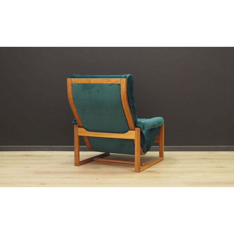 Vintage armchair in rosewood and green velvet Denmark 1960-70s