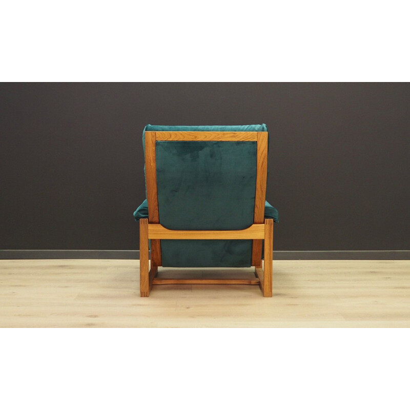 Vintage armchair in rosewood and green velvet Denmark 1960-70s