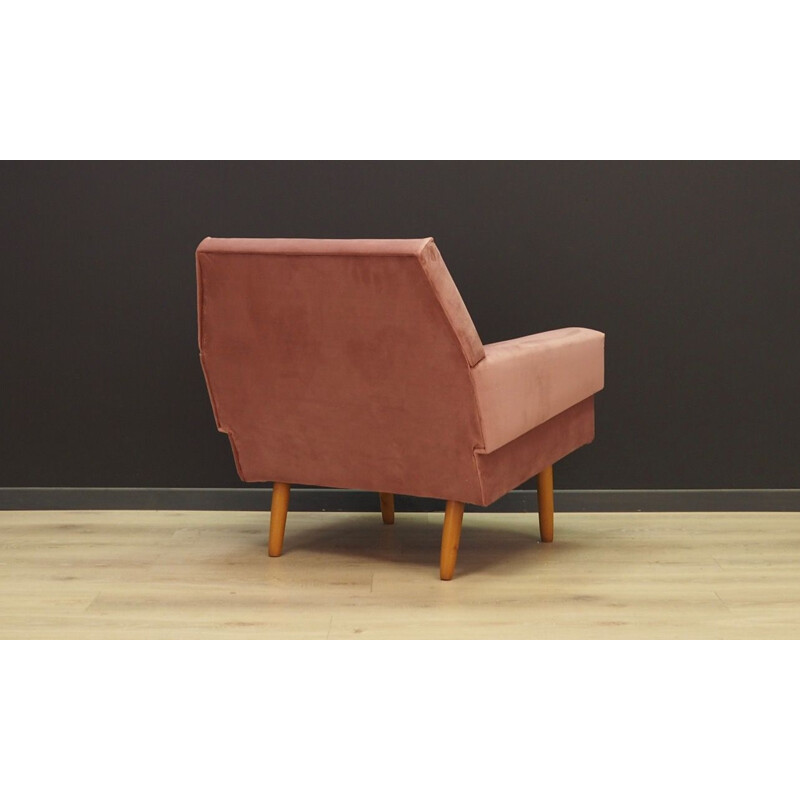 Vintage armchair pink velvet Denmark 1960-70s