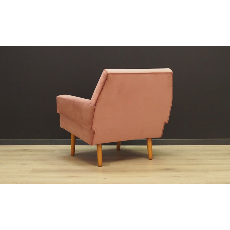 Vintage armchair pink velvet Denmark 1960-70s