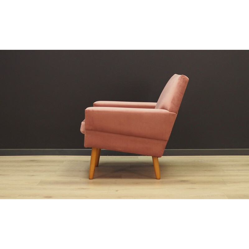 Vintage armchair pink velvet Denmark 1960-70s