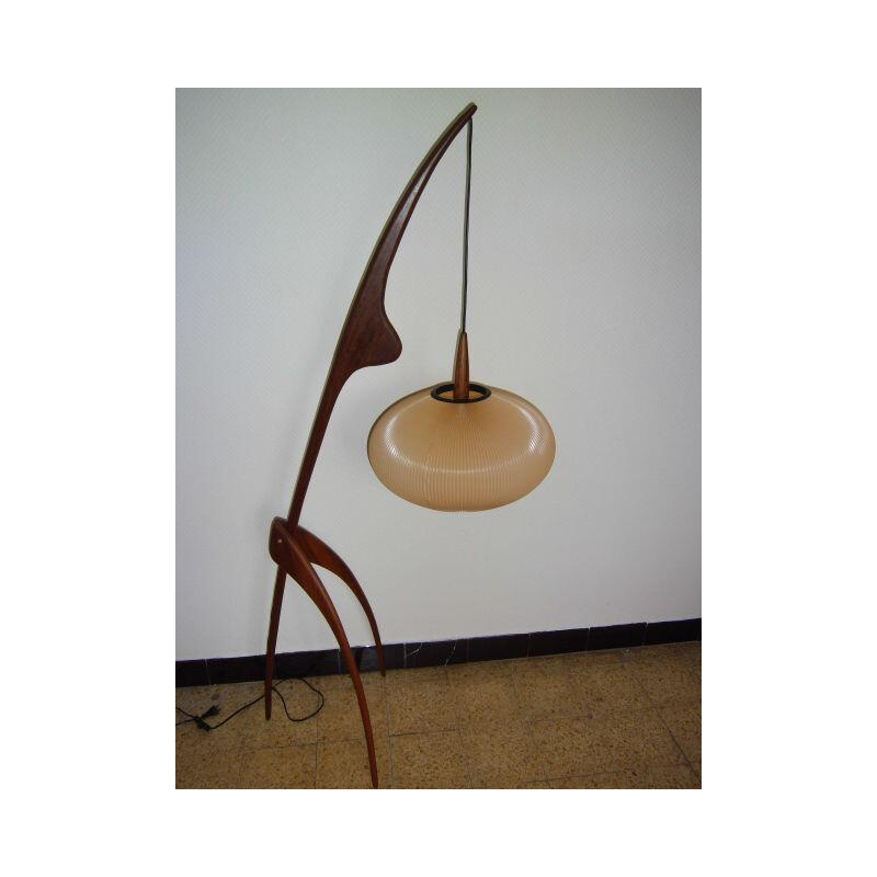 Vintage floor lamp Praying Mantis from Maison Rispal in Paris 1950s