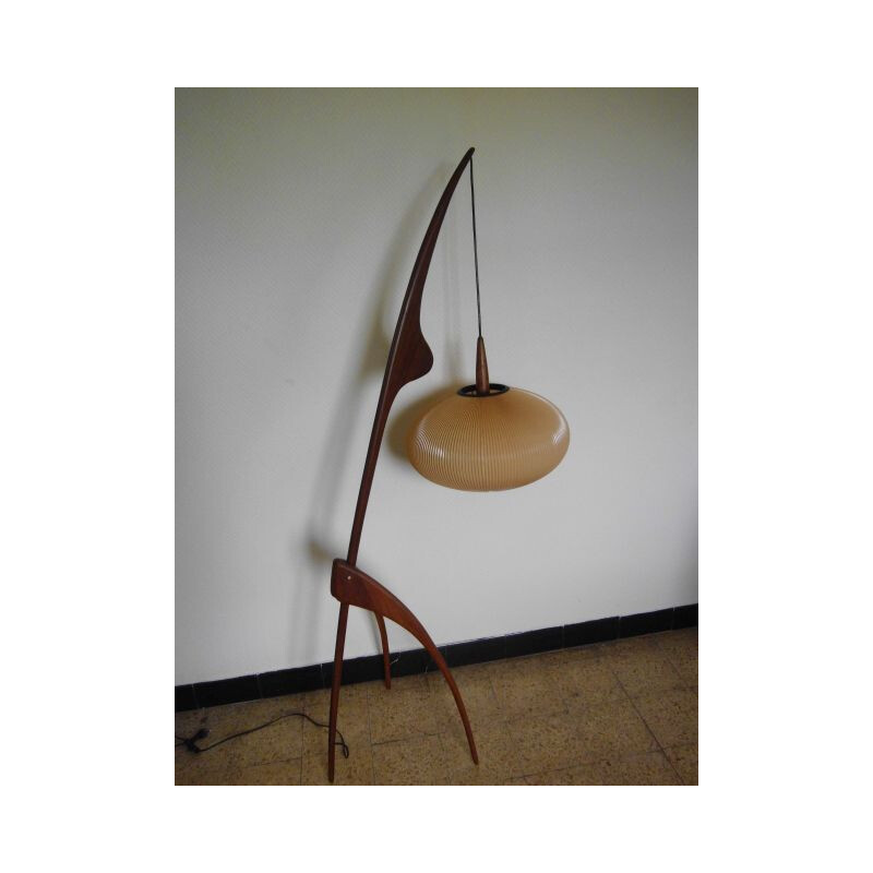 Vintage floor lamp Praying Mantis from Maison Rispal in Paris 1950s