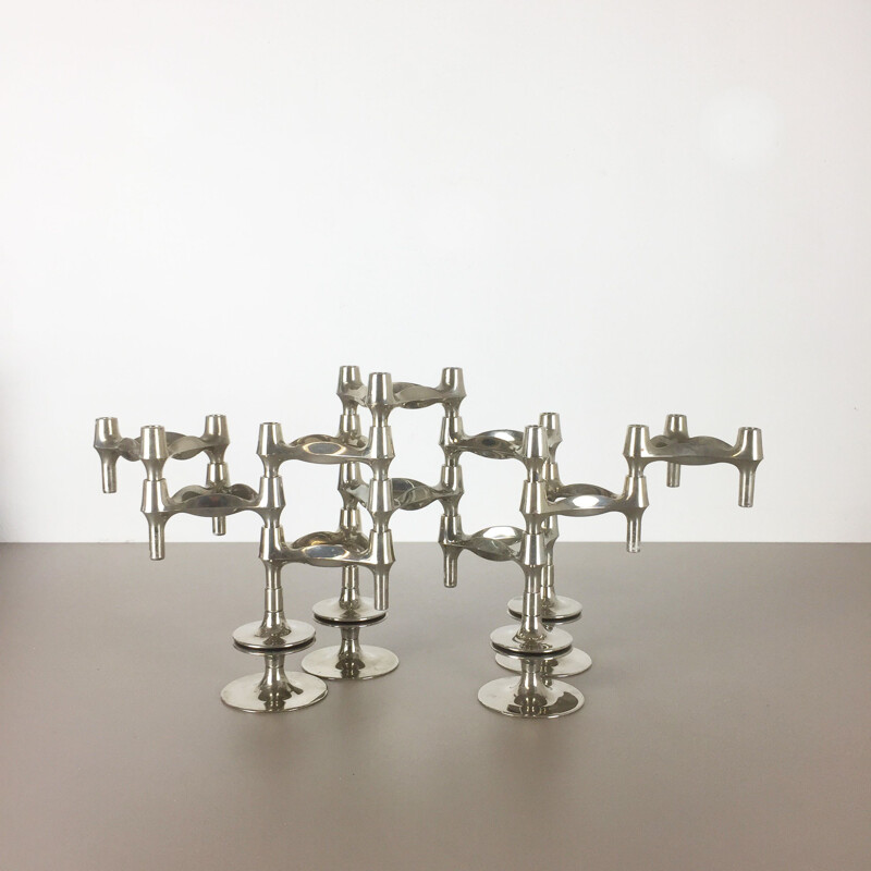 Set of 10 vintage candleholder by Caesar Stoffi for BMF Nagel Germany 1970s 