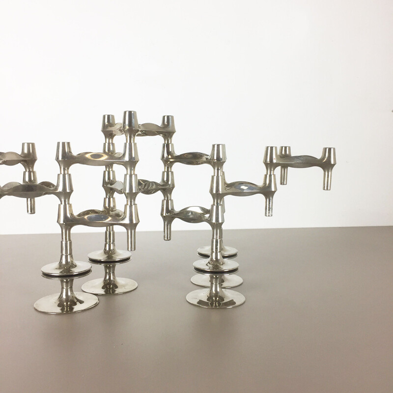 Set of 10 vintage candleholder by Caesar Stoffi for BMF Nagel Germany 1970s 