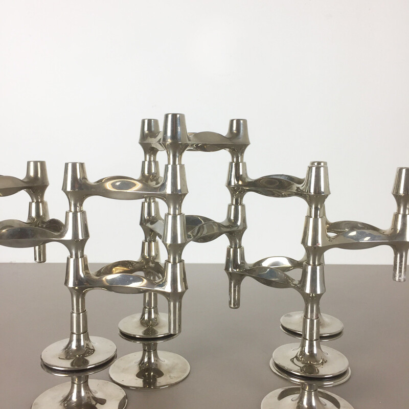 Set of 10 vintage candleholder by Caesar Stoffi for BMF Nagel Germany 1970s 