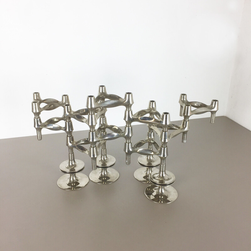 Set of 10 vintage candleholder by Caesar Stoffi for BMF Nagel Germany 1970s 