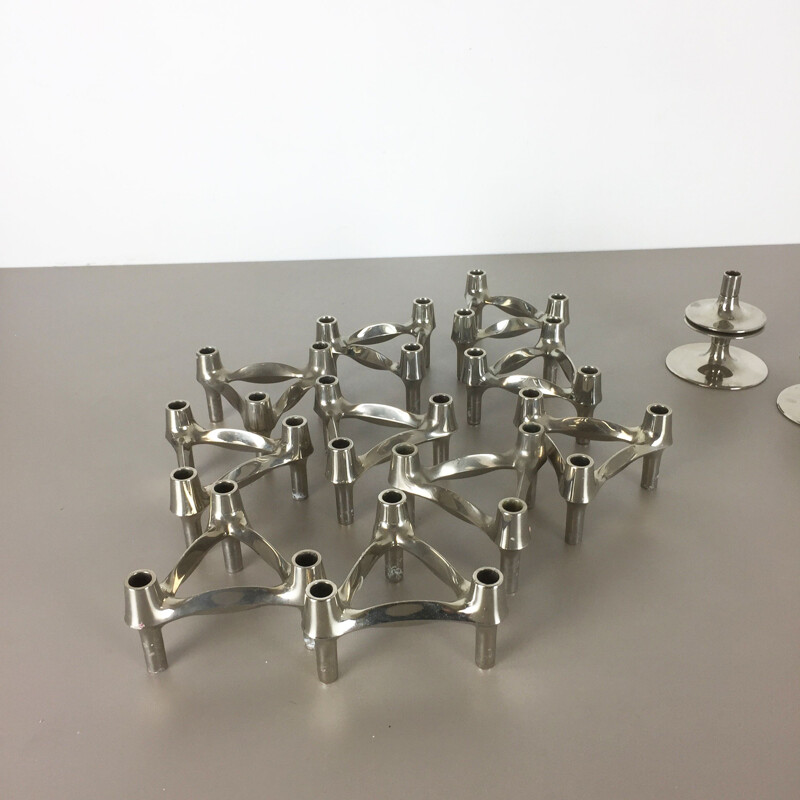 Set of 10 vintage candleholder by Caesar Stoffi for BMF Nagel Germany 1970s 