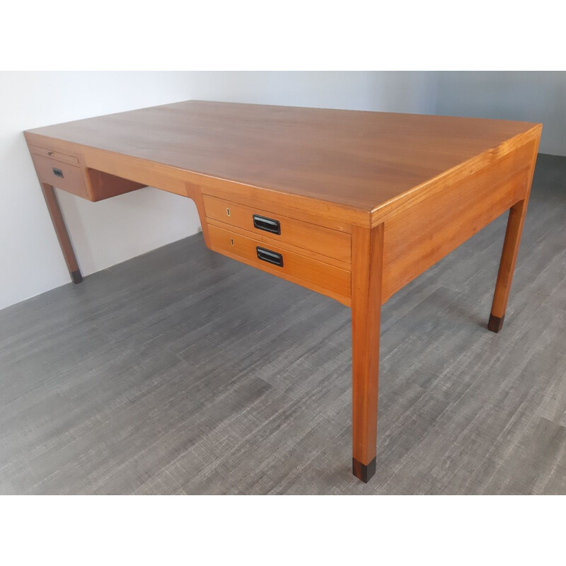 Bureau vintage en teck Larsen & Madsen pour Willy Beck Danemark 1950s