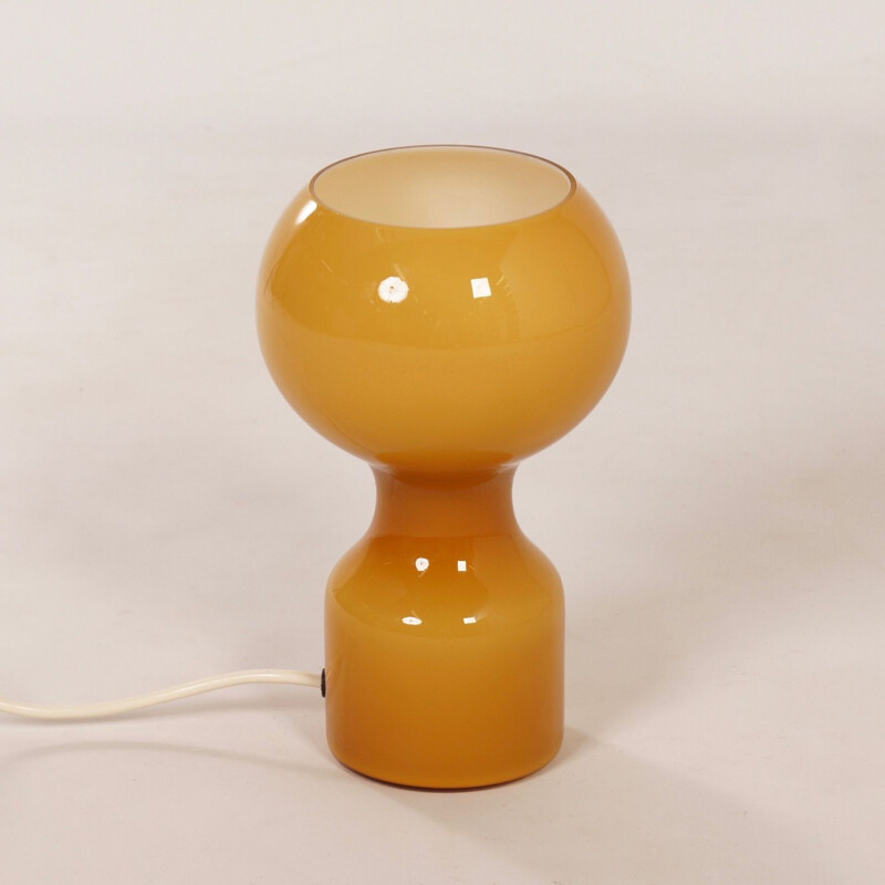 Vintage table lamp in glass in Ochreous by Jean-Paul Emonds-Alt for Philips 1960s