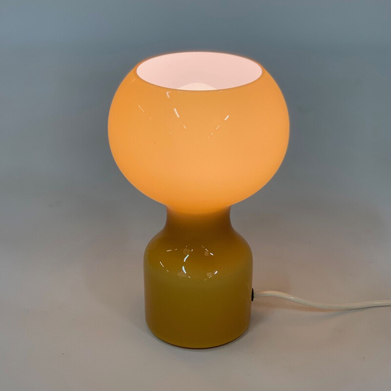 Lampe de table vintage en verre en Ochreous par Jean-Paul Emonds-Alt pour Philips années 1960