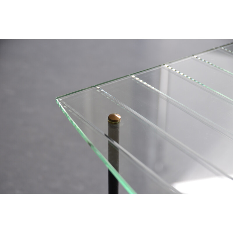 Coffee table in glass and metal, Jacques HITIER - 1950s