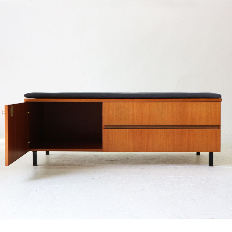 Banc de rangement vintage en teck Allemagne années 1960 