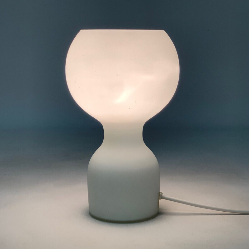 Lampe de table vintage en verre blanc par Jean-Paul Emonds-Alt pour Philips,1960