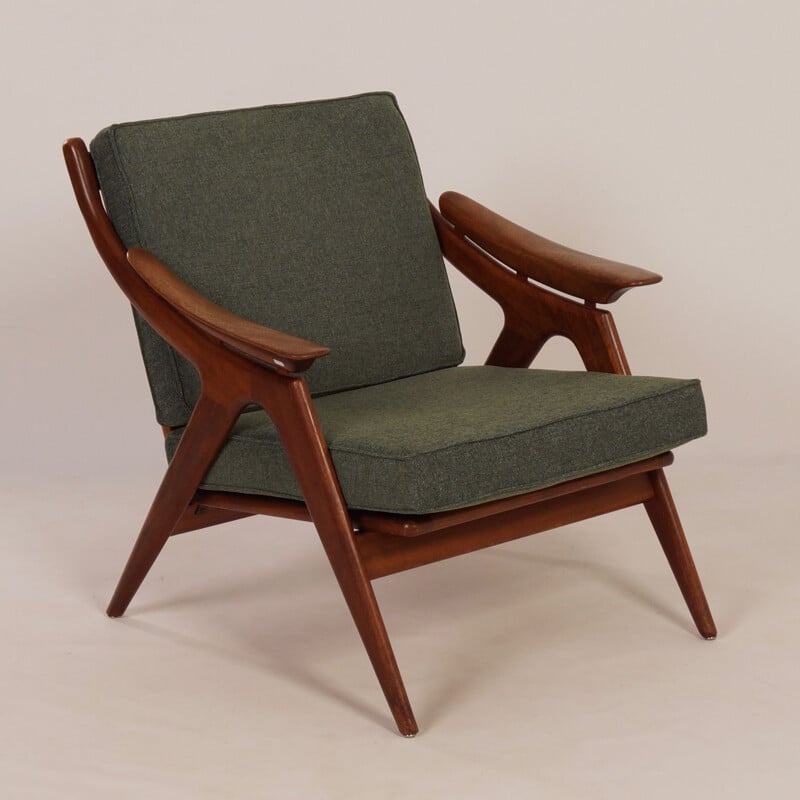 Paire de fauteuils en teck avec tissu vert par Topform,1960