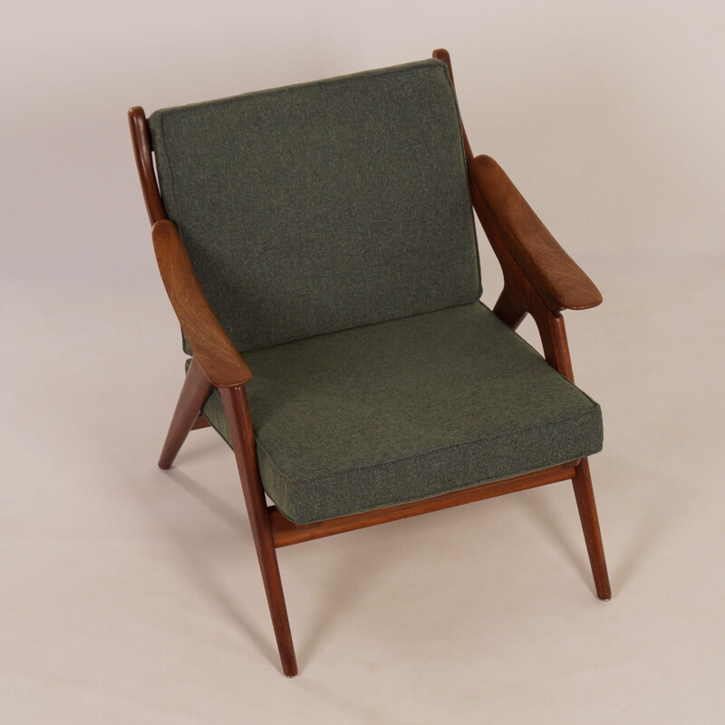 Paire de fauteuils en teck avec tissu vert par Topform,1960