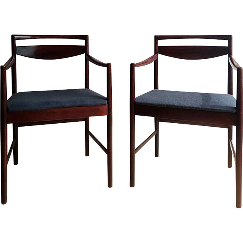Paire de fauteuils vintage en bois exotique,1960