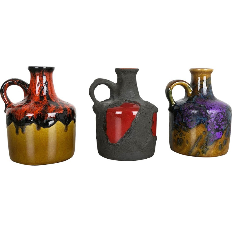 Set di 3 vasi vintage in ceramica di Marei Ceramics, Germania 1970