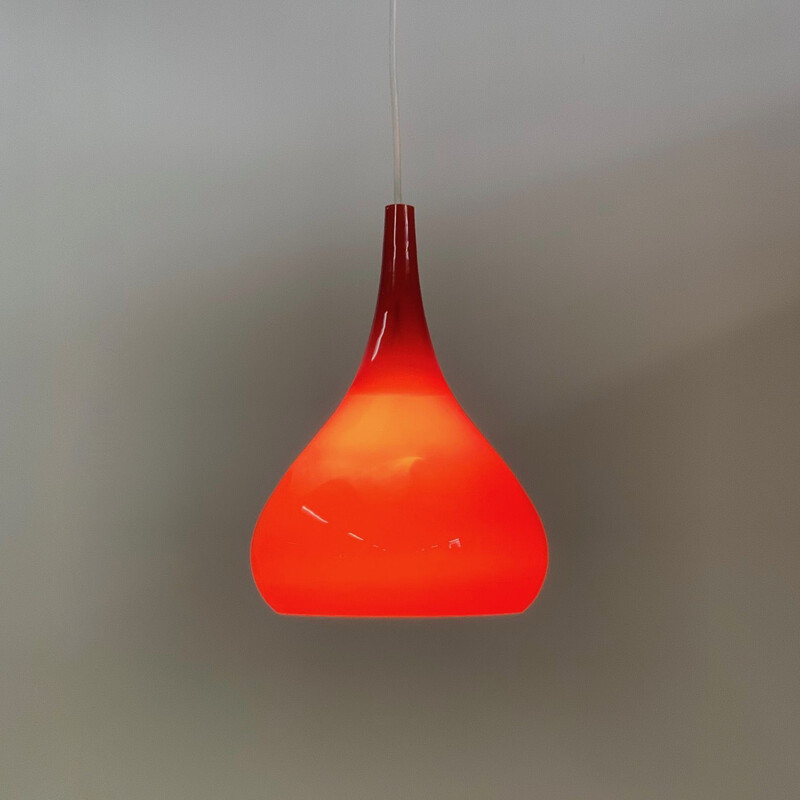 Vintage Danish pendant light in red glass,1960