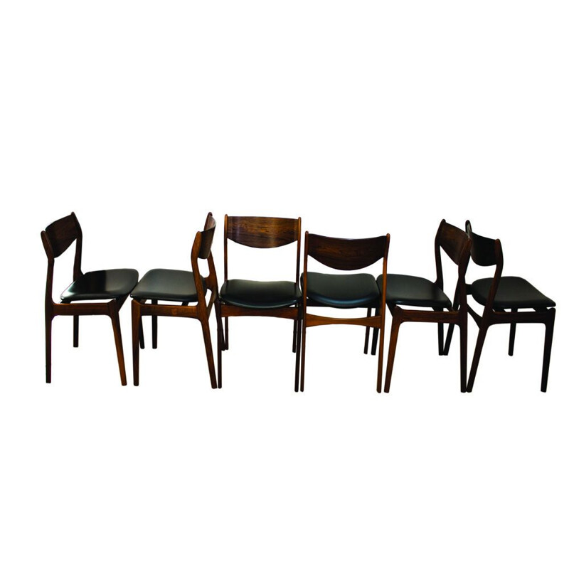 6 chaises à repas vintage Danoise en palissandre Danish  par P.E Jorgensen pour Farso Stolefabrik,1960