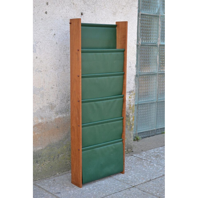 Vintage Teak Newspaper Rack, 1970s