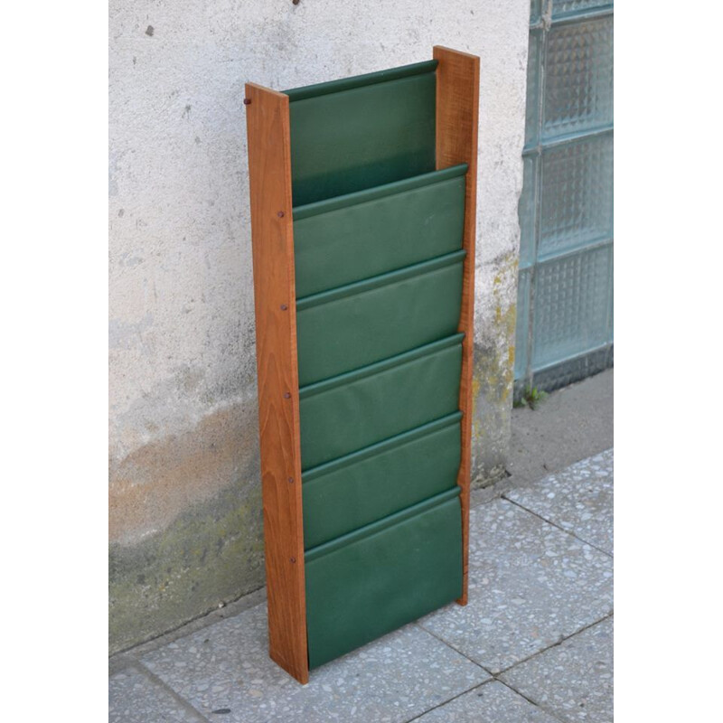 Vintage Teak Newspaper Rack, 1970s