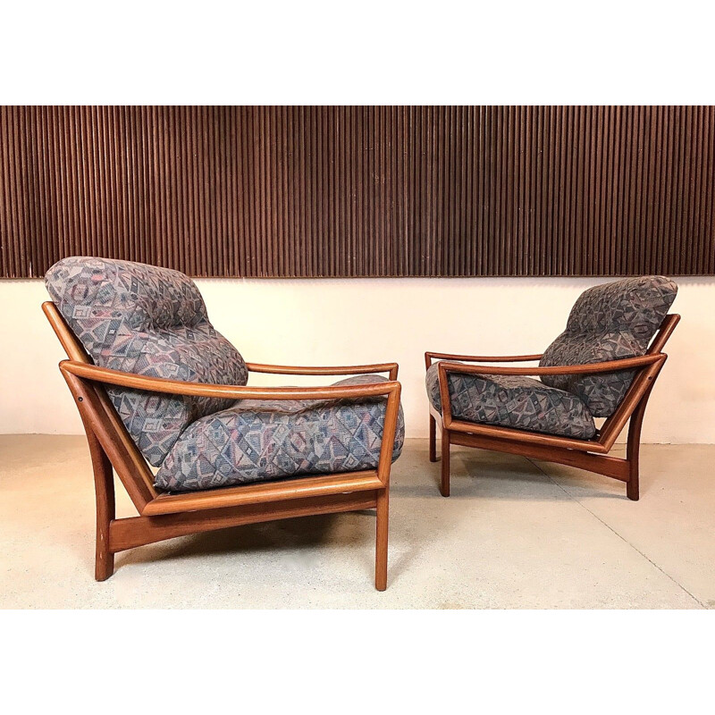 Suite de 2 fauteuils en teck par Glostrup 1960 