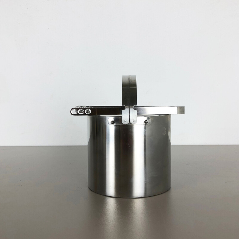 Vintage Steel Ice Cube Bucket by Arne Jacobsen 1970s