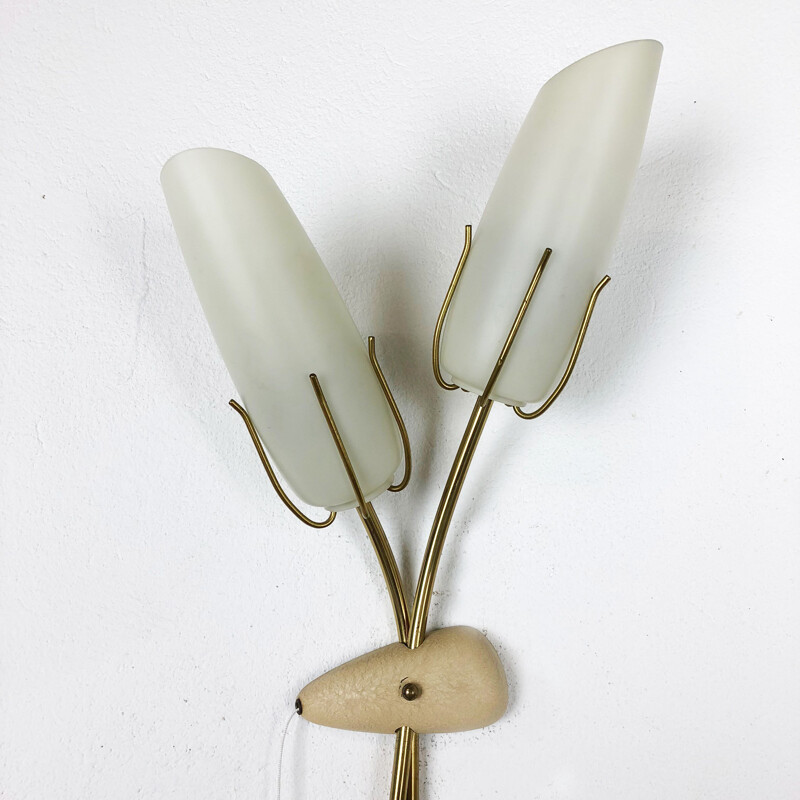 Set of 2 wall lamps in metal and brass 1960s 