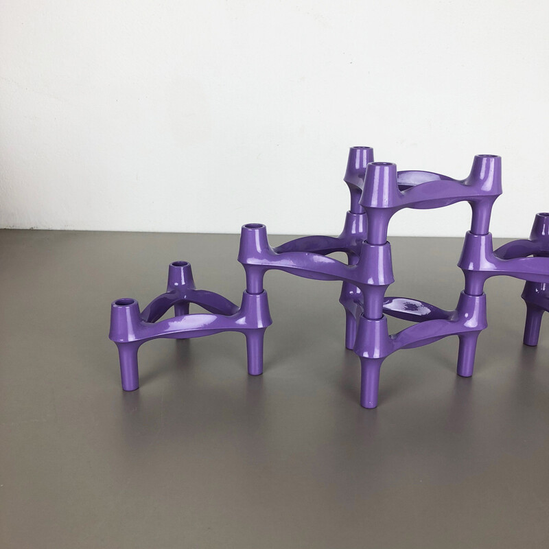 Set of 6 Vintage purple BMF Nagel Candleholder by Caesar Stoffi 1970s