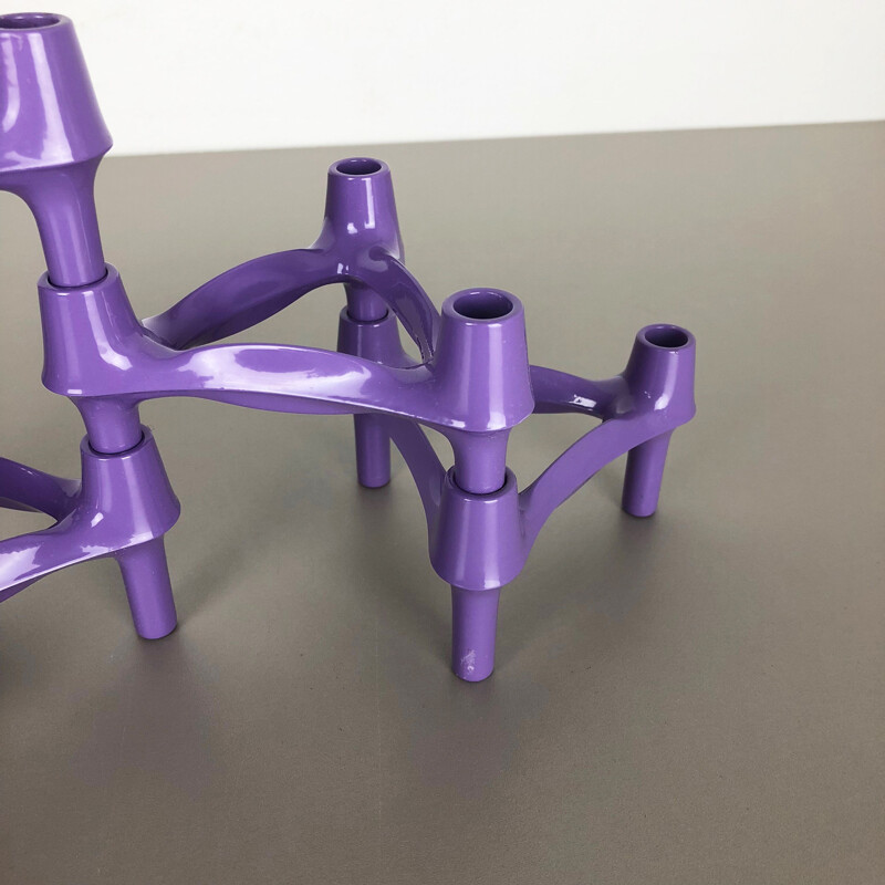 Set of 6 Vintage purple BMF Nagel Candleholder by Caesar Stoffi 1970s