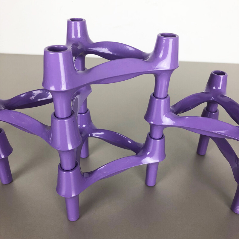 Set of 6 Vintage purple BMF Nagel Candleholder by Caesar Stoffi 1970s