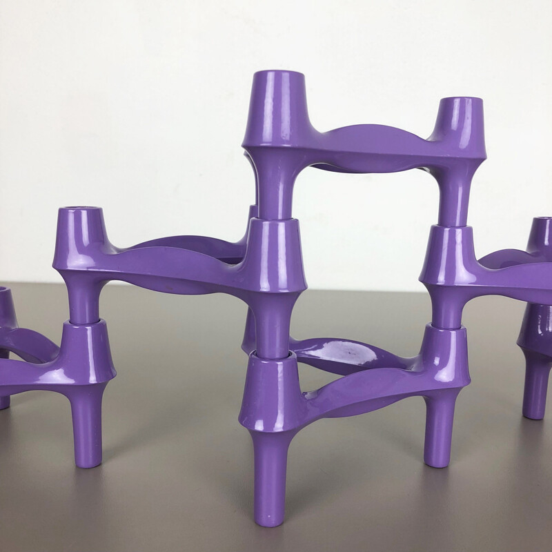 Set of 6 Vintage purple BMF Nagel Candleholder by Caesar Stoffi 1970s