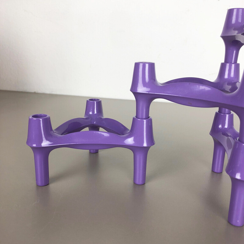 Set of 6 Vintage purple BMF Nagel Candleholder by Caesar Stoffi 1970s