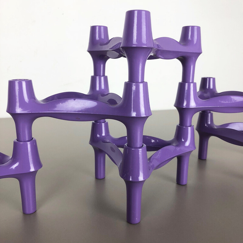 Set of 6 Vintage purple BMF Nagel Candleholder by Caesar Stoffi 1970s