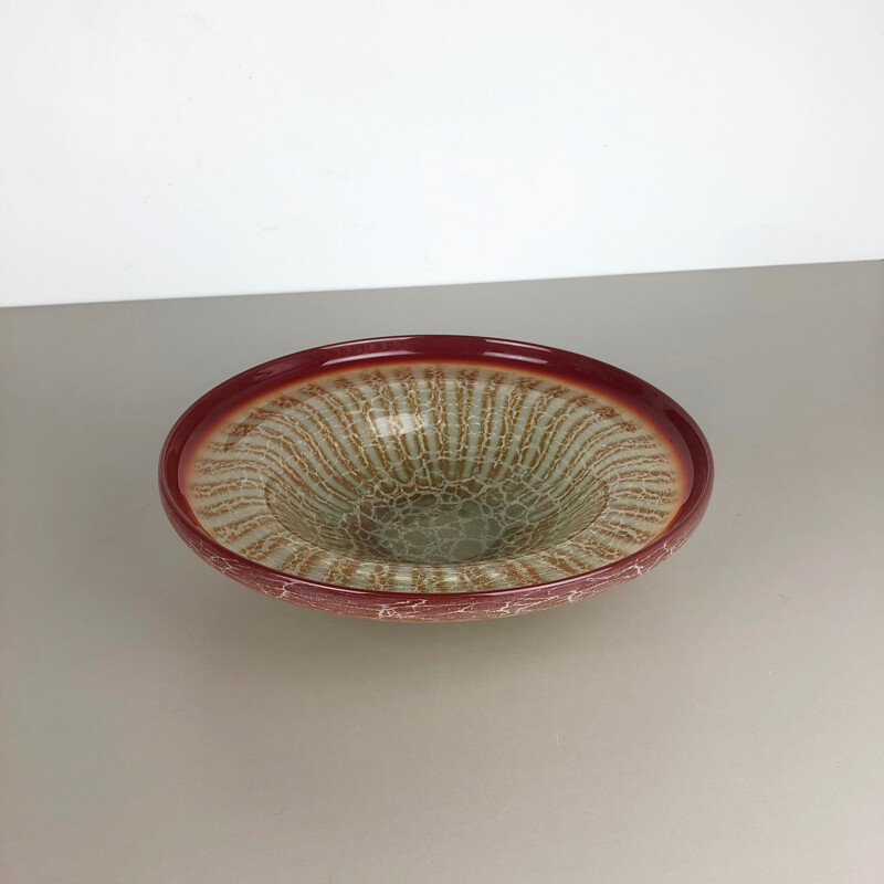 Vintage Glass Bowl by Karl Wiedmann for WMF Ikora 1930s 