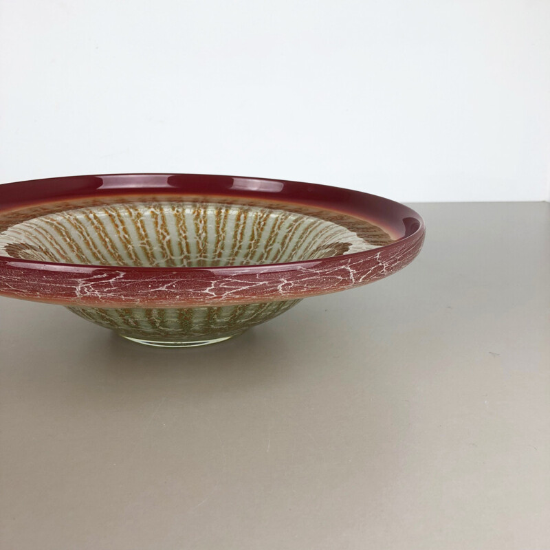 Vintage Glass Bowl by Karl Wiedmann for WMF Ikora 1930s 